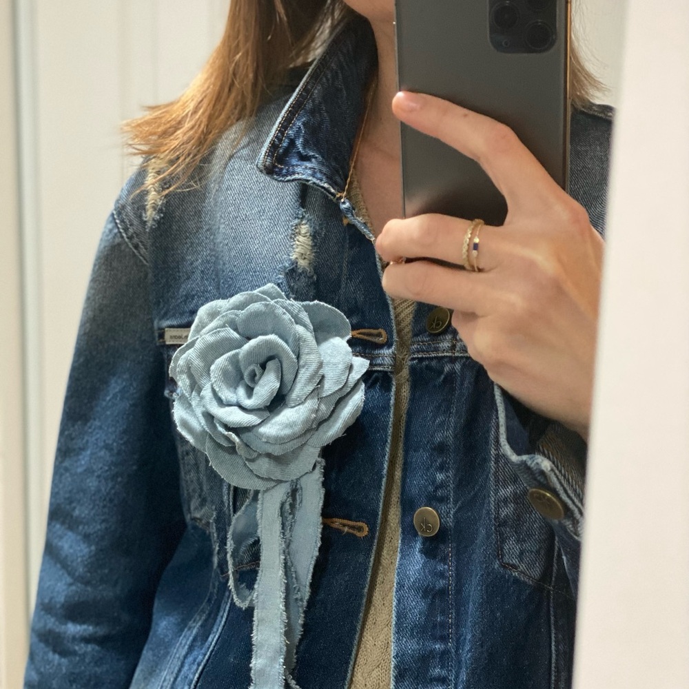 Handmade Denim Blue Flower Hair Clip